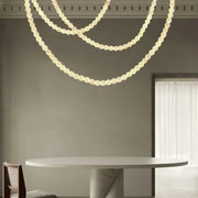 Modern LED Natural Alabaster Globes Beads Hanging Chandelier Indoor Lighting Fixture - 125 globes - L100+L300+L500CM/L40"+L118"+L197"Neutral Light (4000K)Black + WhiteFeyran
