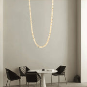 Modern LED Natural Alabaster Globes Beads Hanging Chandelier Indoor Lighting Fixture - 70 globes - L500CM/L197"Warm Light (3000K)Black + WhiteFeyran