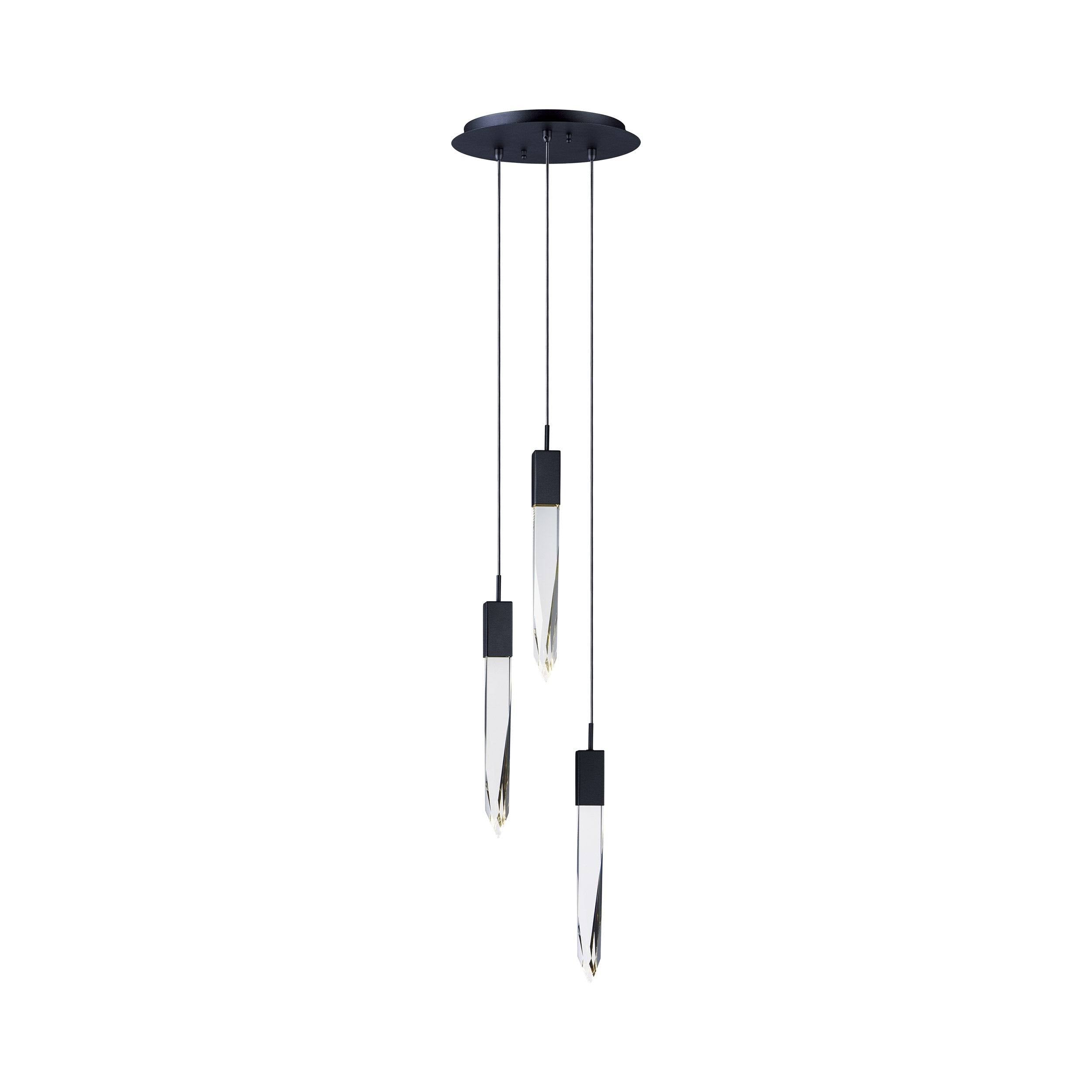 Modern Light Luxury Round/Rectangle Floating Glacier Crystal Chandelier in Black Finish for Kitchen Island/ Staircase/Living Room