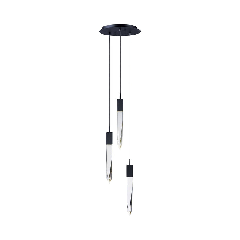 Modern Light Luxury Round/Rectangle Floating Glacier Crystal Chandelier in Black Finish for Kitchen Island/ Staircase/Living Room