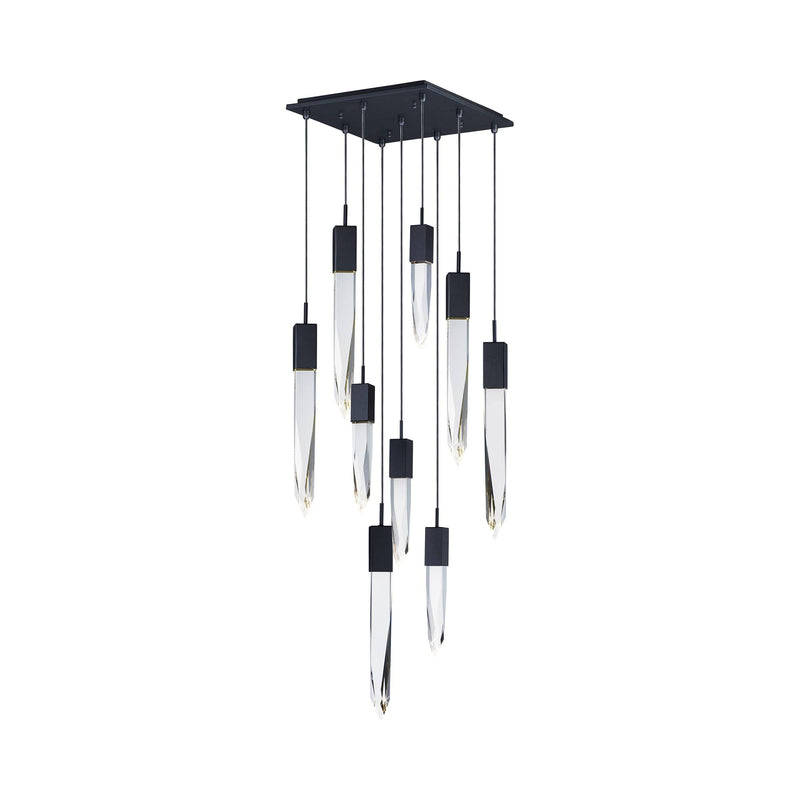 Modern Light Luxury Round/Rectangle Floating Glacier Crystal Chandelier in Black Finish for Kitchen Island/ Staircase/Living Room