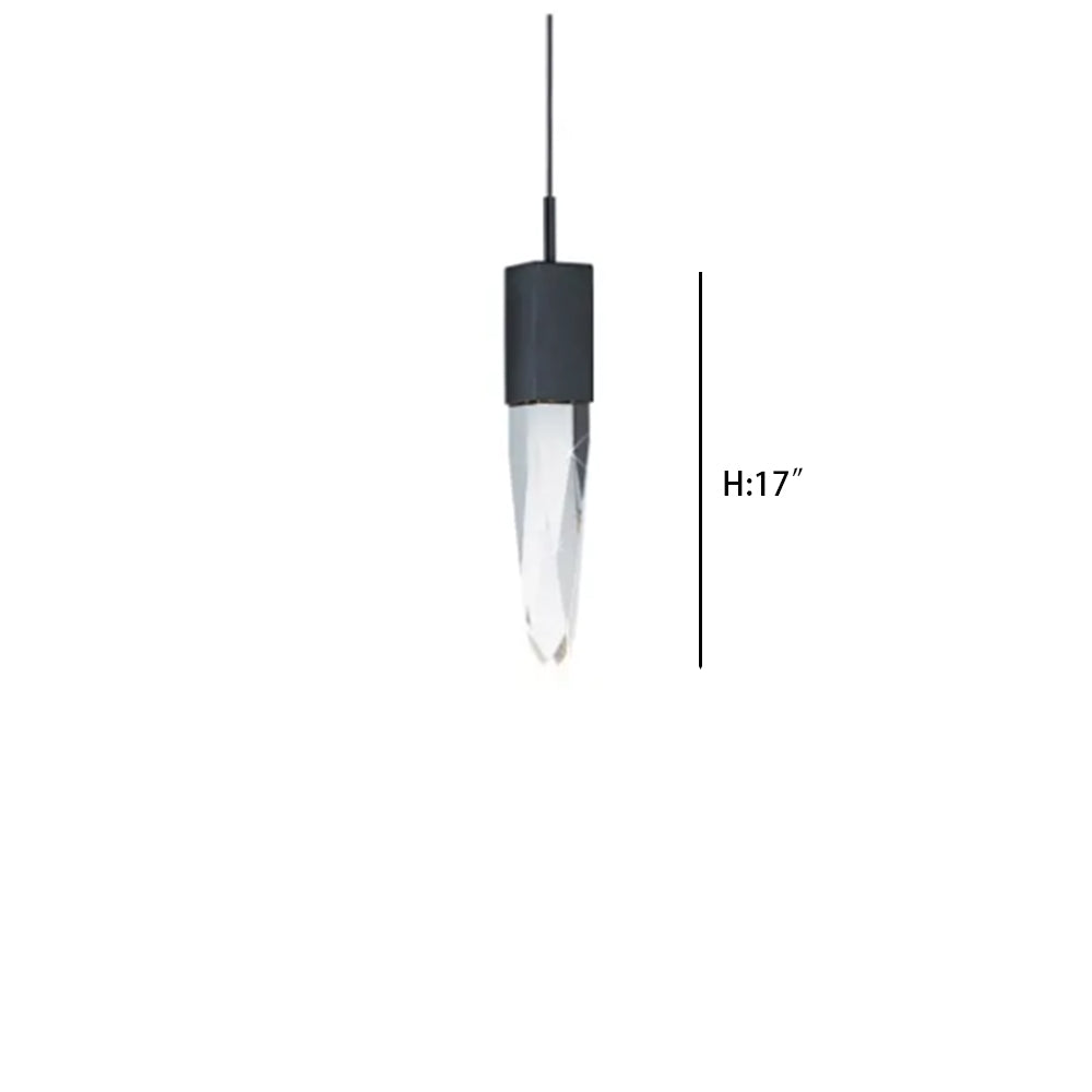 Modern Light Luxury Round/Rectangle Floating Glacier Crystal Chandelier in Black Finish for Kitchen Island/ Staircase/Living Room