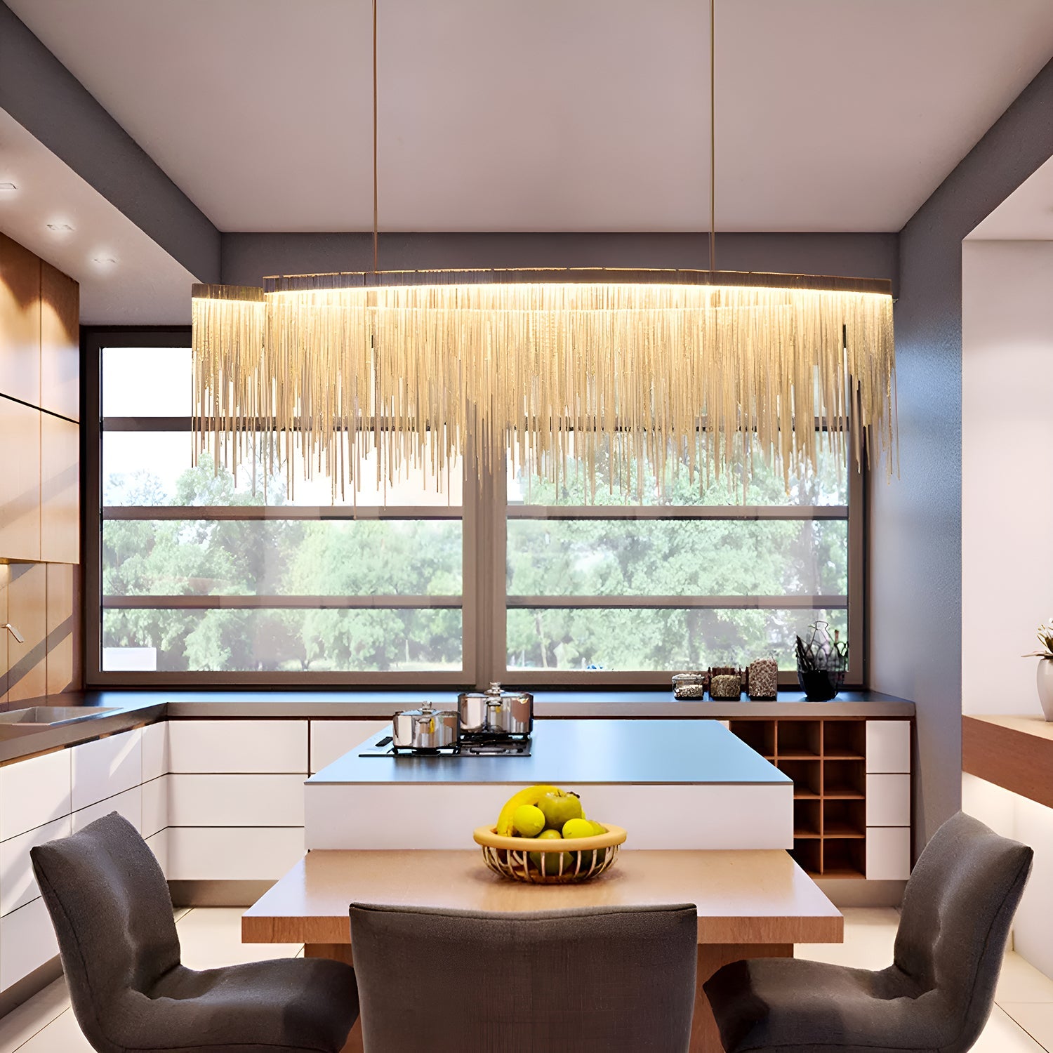 Modern Linear Aluminum Chandelier for Dining room-dining-room-1|Feyran