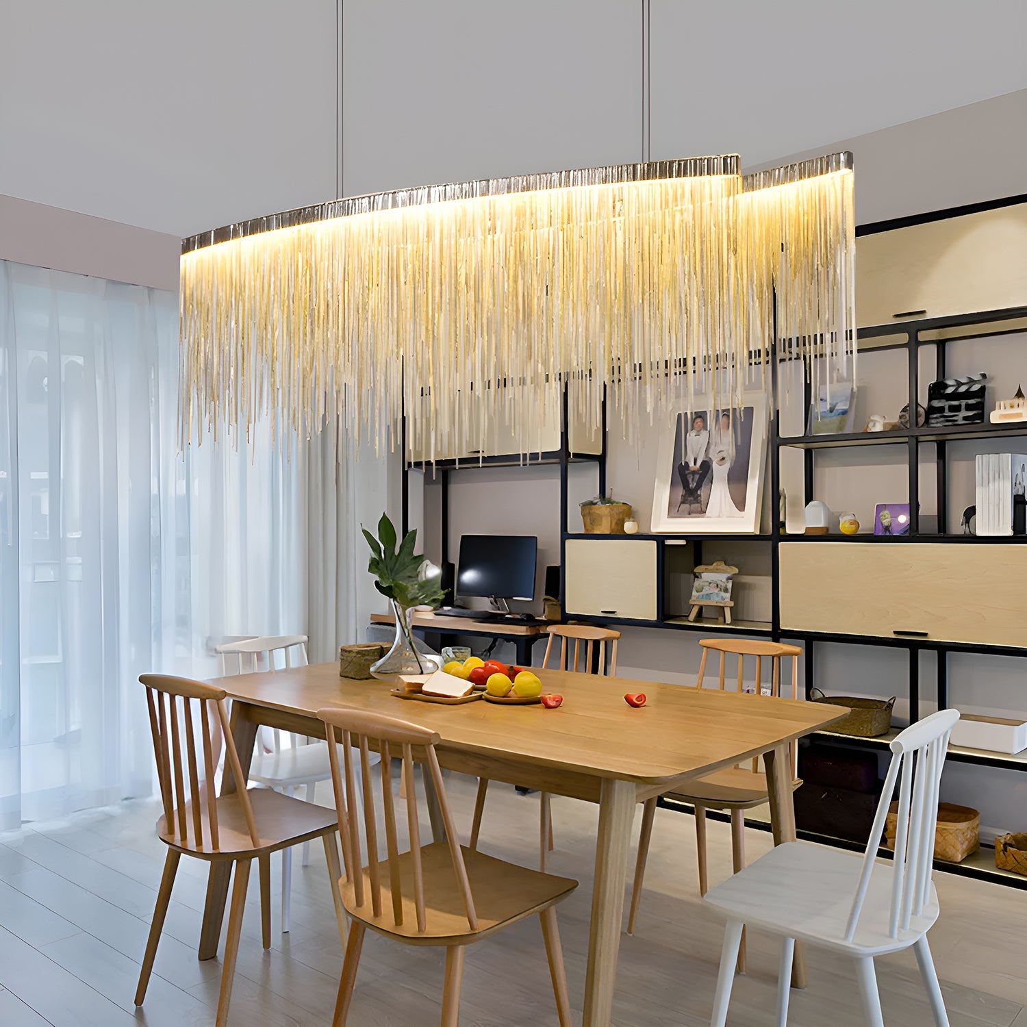 Modern Linear Aluminum Chandelier for Dining room-dining-room-3|Feyran