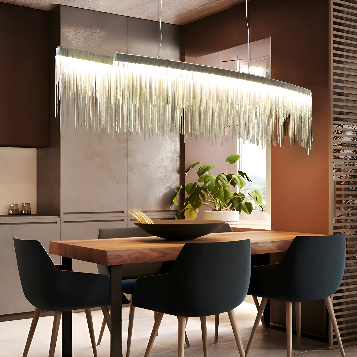 Modern Linear Aluminum Chandelier for Dining room-dining-room-4|Feyran