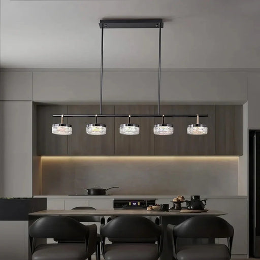 modern-linear-pendant-with-glass-shades-installed-in-dining-room-ch442-20250725-Feyran-lighting