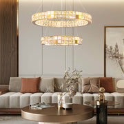 Modern Luxury Crystal and Marble Chandelier -2 rings living room|Feyran