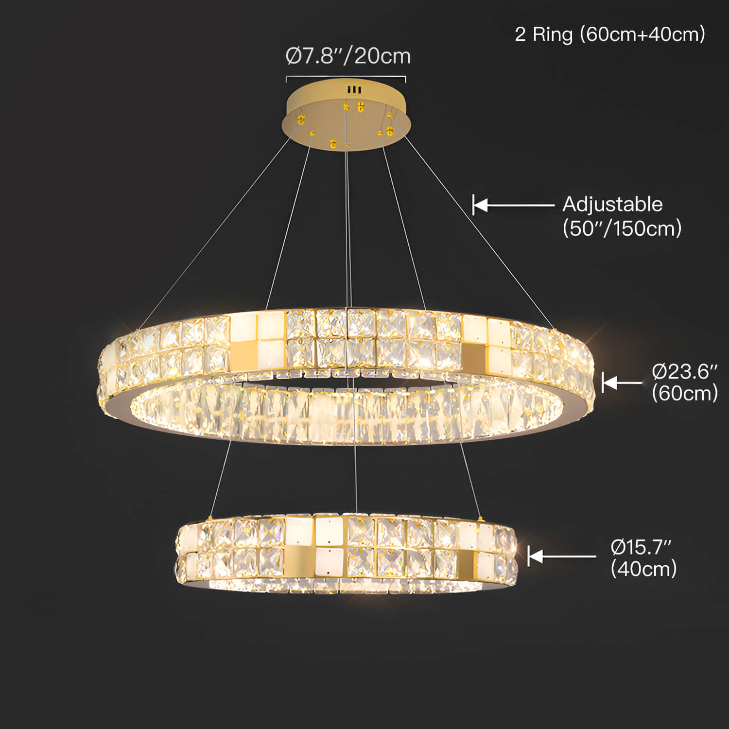 Modern Luxury Crystal and Marble Chandelier size |Feyran