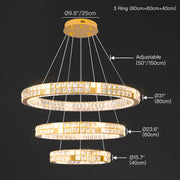 Modern Luxury Crystal and Marble Chandelier -3 rings size |Feyran