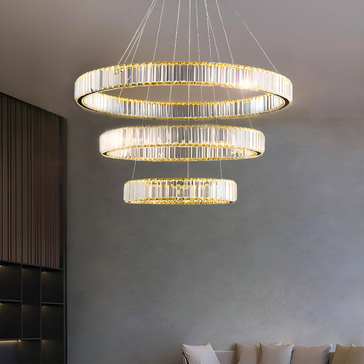 Modern Luxury Crystal Chandelier Elegant Circular Duplex Living Room and Dining Room Lighting -3-rings-living-room|Feyran