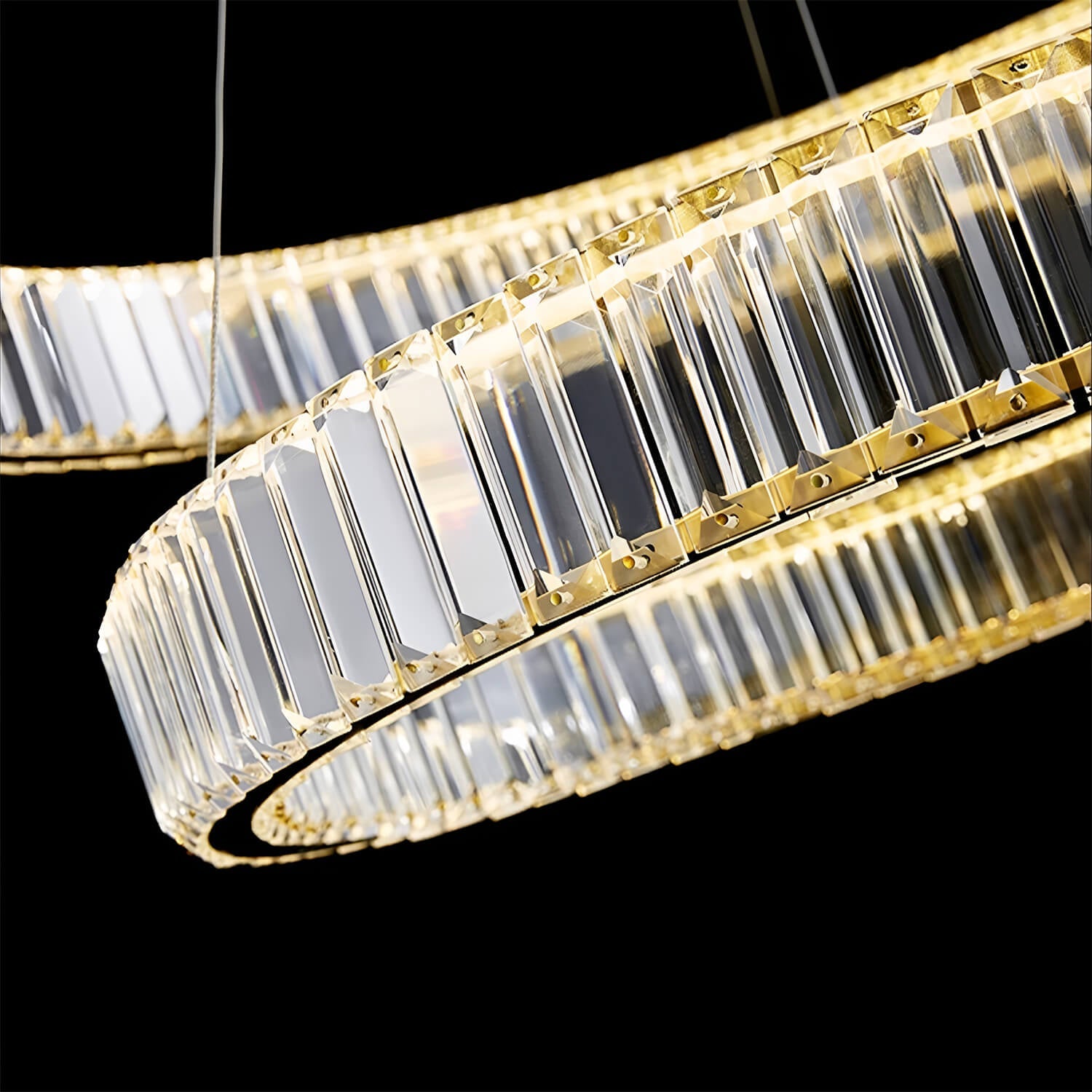 Modern Luxury Crystal Chandelier Elegant Circular Duplex Living Room and Dining Room Lighting -details|Feyran