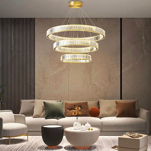 Modern Luxury Crystal Chandelier Elegant Circular Duplex Living Room and Dining Room Lighting -living-room-1|Feyran