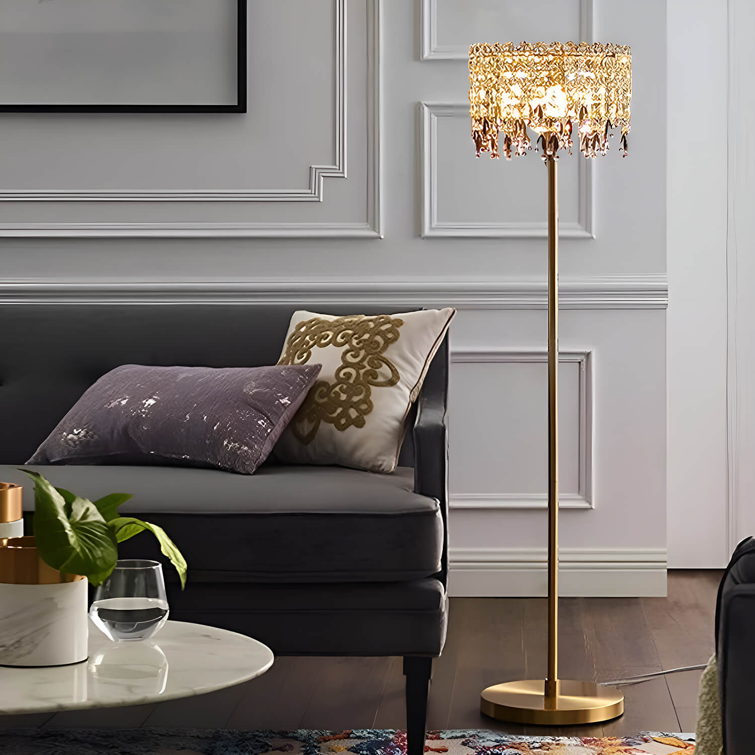 Modern Luxury Crystal Foor Lamp for Bedroom-living-room-1 |Feyran