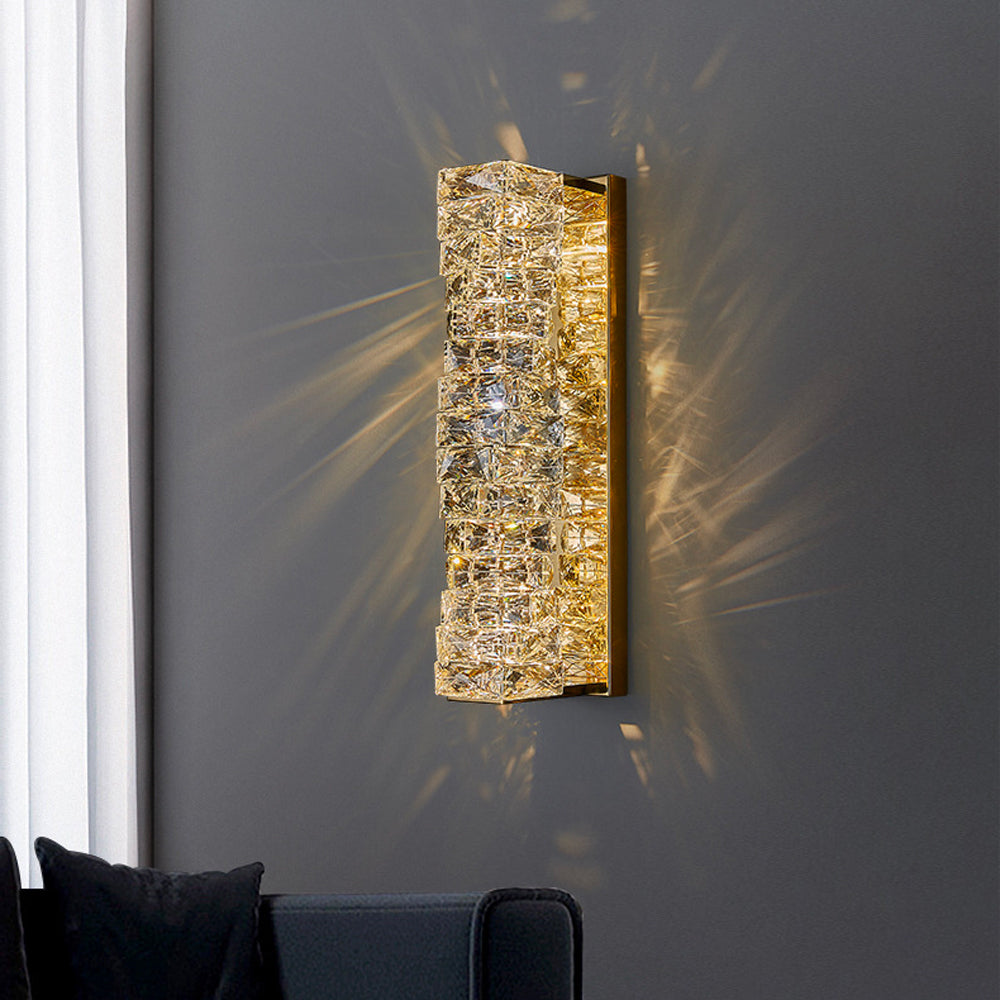 Modern Luxury Crystal Wall Lamp Bedroom Lamp --sideview| Feyran