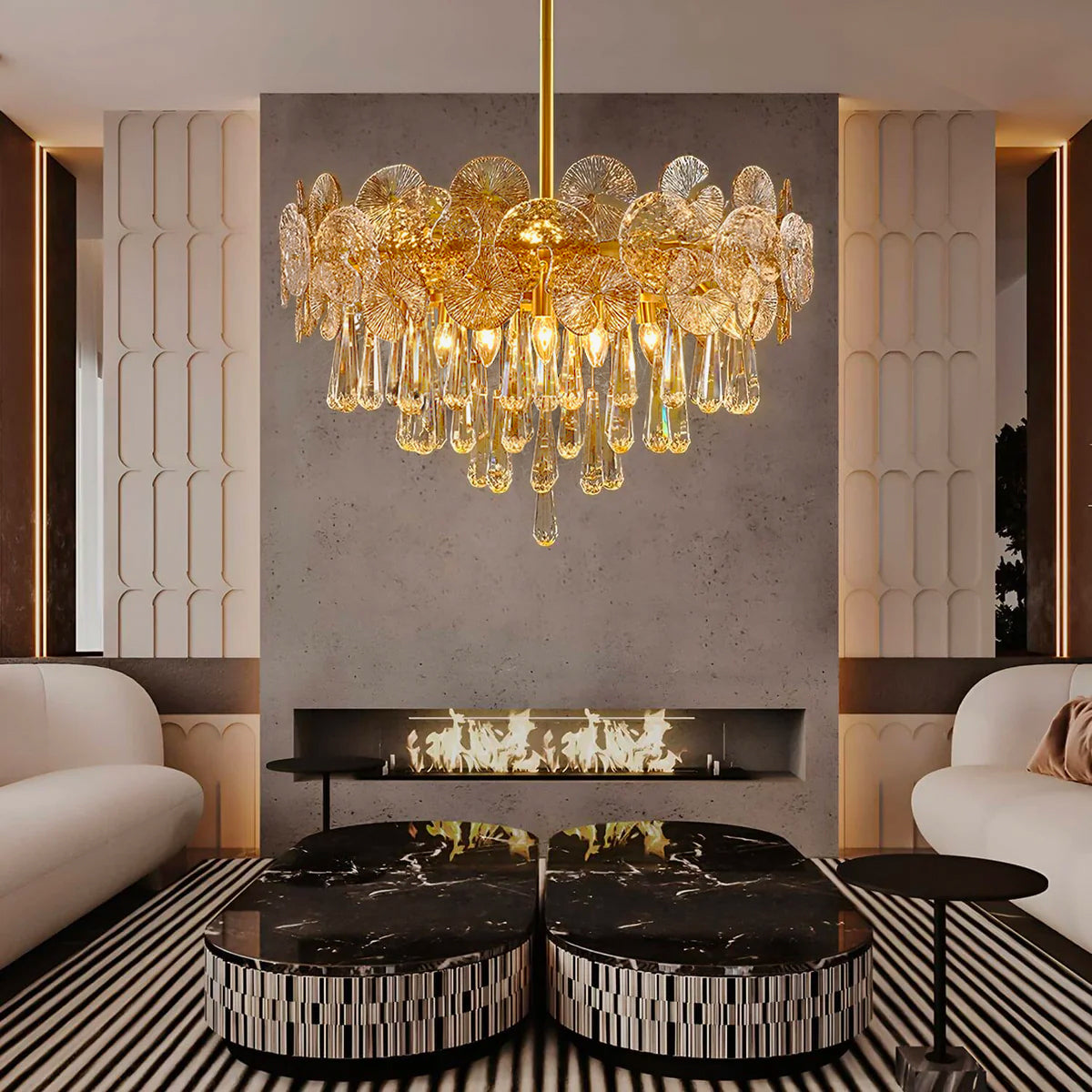 Modern Luxury Gold Glass Chandelier for Living Room -2 |Feyran