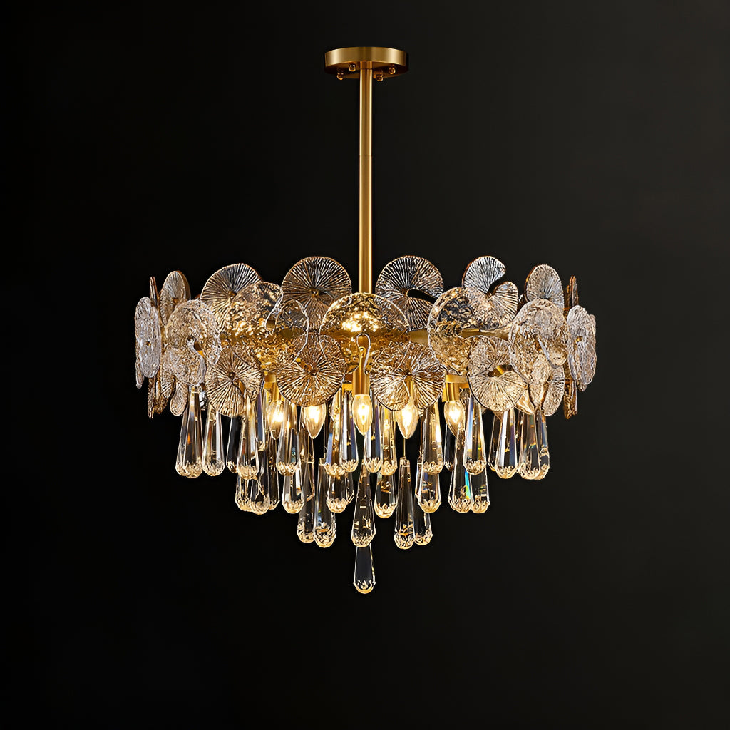 Modern Luxury Gold Glass Chandelier for Living Room -frontview-2 |Feyran