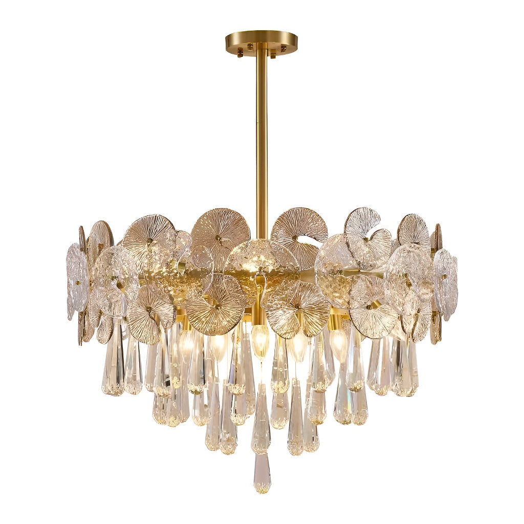 Modern Luxury Gold Glass Chandelier for Living Room frontview |Feyran