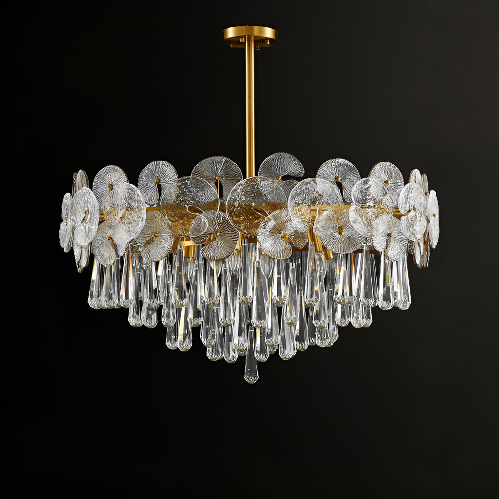 Modern Luxury Gold Glass Chandelier for Living Room -light-off-2|Feyran