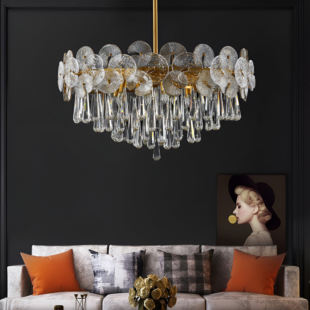Modern Luxury Gold Glass Chandelier for Living Room light-off-3 |Feyran