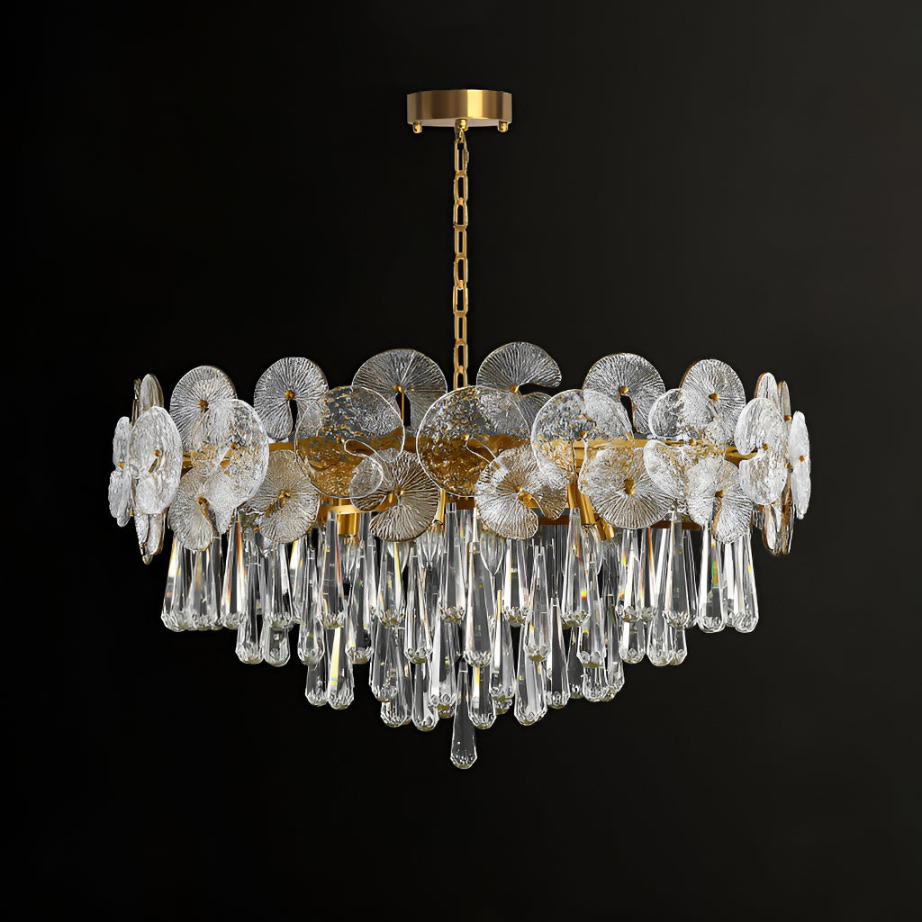 Modern Luxury Gold Glass Chandelier for Living Room -light-off|Feyran