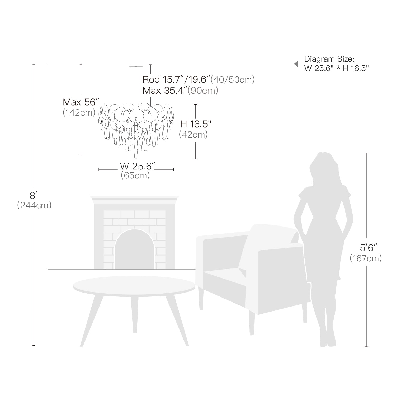 Modern Luxury Gold Glass Chandelier-Size | Feyran