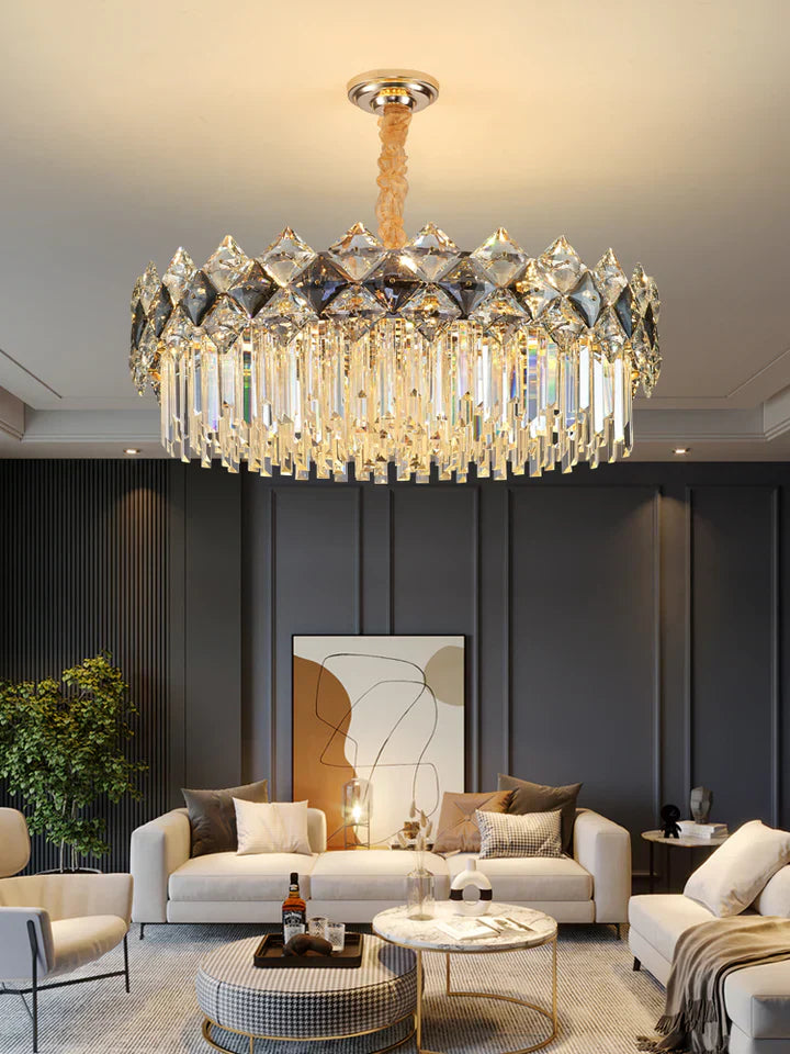 Modern Luxury Tiered Transparent Crystal Chandelier Suit for Living/Dining Room/Bedroom, art designer, round,oval