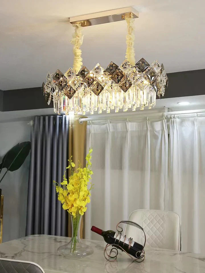 Modern Luxury Tiered Transparent Crystal Chandelier Suit for Living/Dining Room/Bedroom, art designer, round,oval