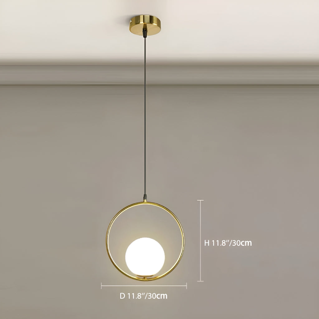 Modern Minimalist Pendant Light Creative Glass for Restaurant Bar Bedroom Bedside Study Inn Round Globe Single Head Pendant Light-size-A |Feyran