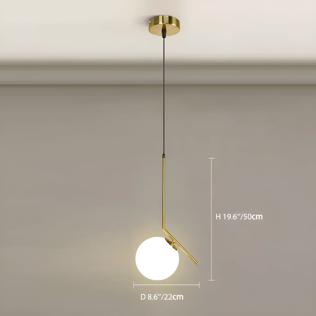 Modern Minimalist Pendant Light Creative Glass for Restaurant Bar Bedroom Bedside Study Inn Round Globe Single Head Pendant Light-size-D |Feyran