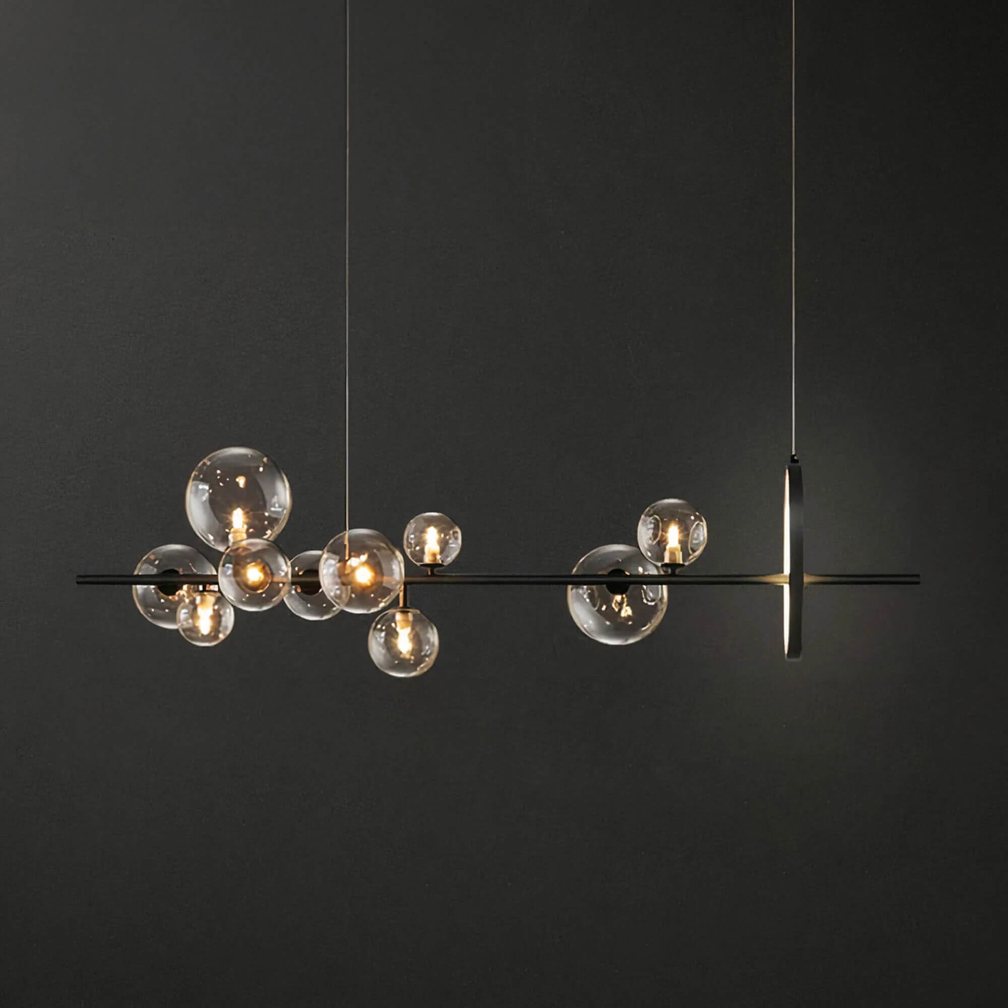 Modern Nordic Restaurant Chandelier: Trendy Glass Bubble Lighting-10-heads | Feyran