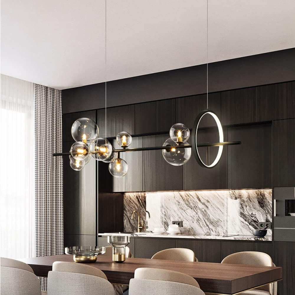 Modern Nordic Restaurant Chandelier: Trendy Glass Bubble Lighting-dining-room-10-heads-1 | Feyran