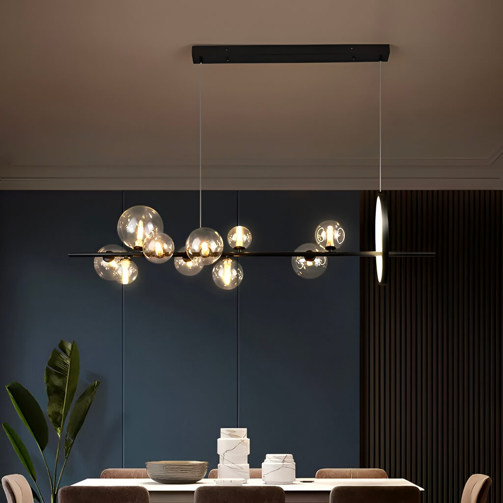 Modern Nordic Restaurant Chandelier: Trendy Glass Bubble Lighting-dining-room-10-heads-4 | Feyran