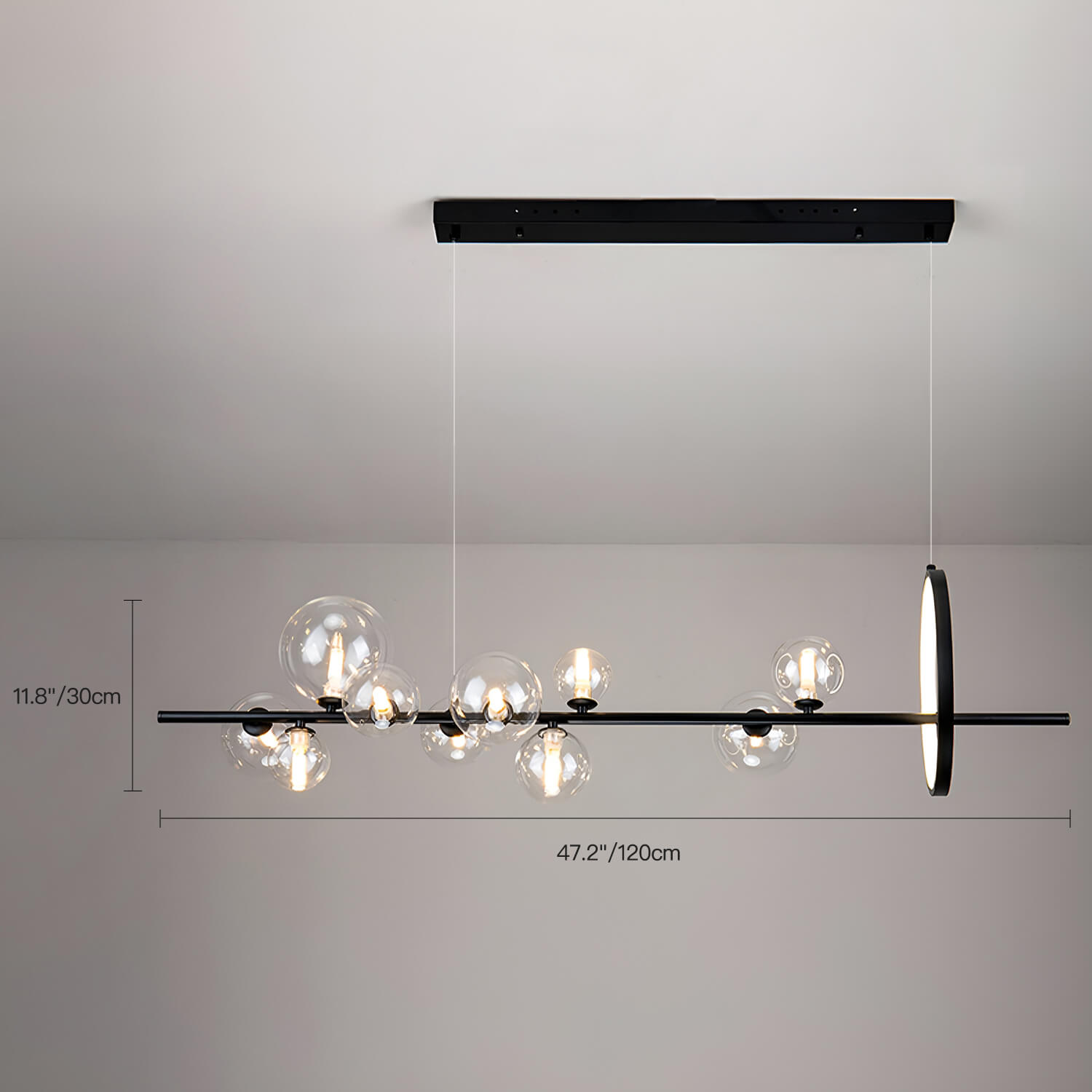 Modern Nordic Restaurant Chandelier: Trendy Glass Bubble Lighting-size-10-heads | Feyran