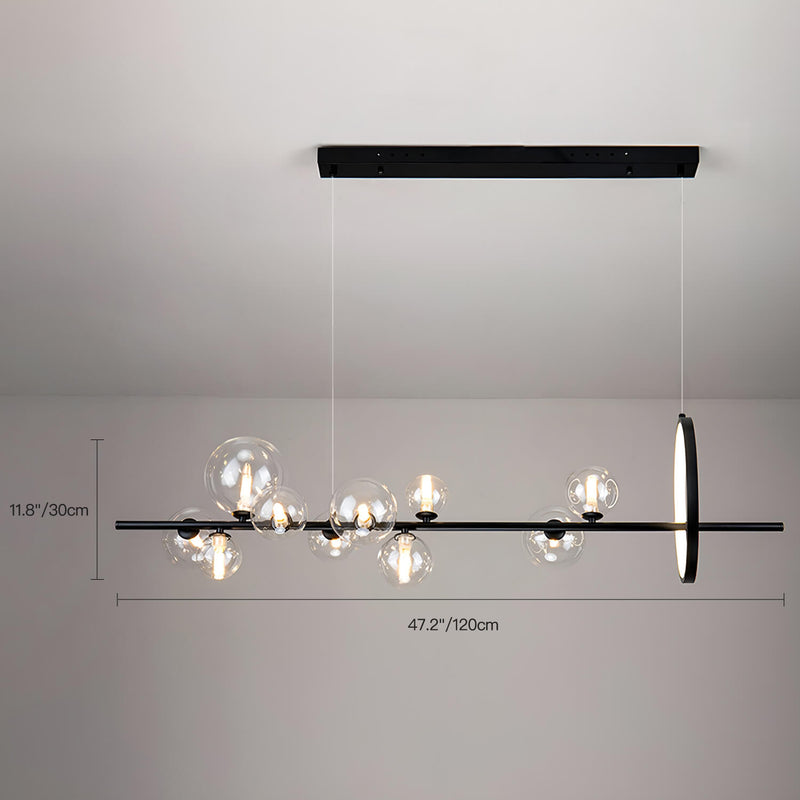 Modern Nordic Restaurant Chandelier: Trendy Glass Bubble Lighting-size-10-heads | Feyran
