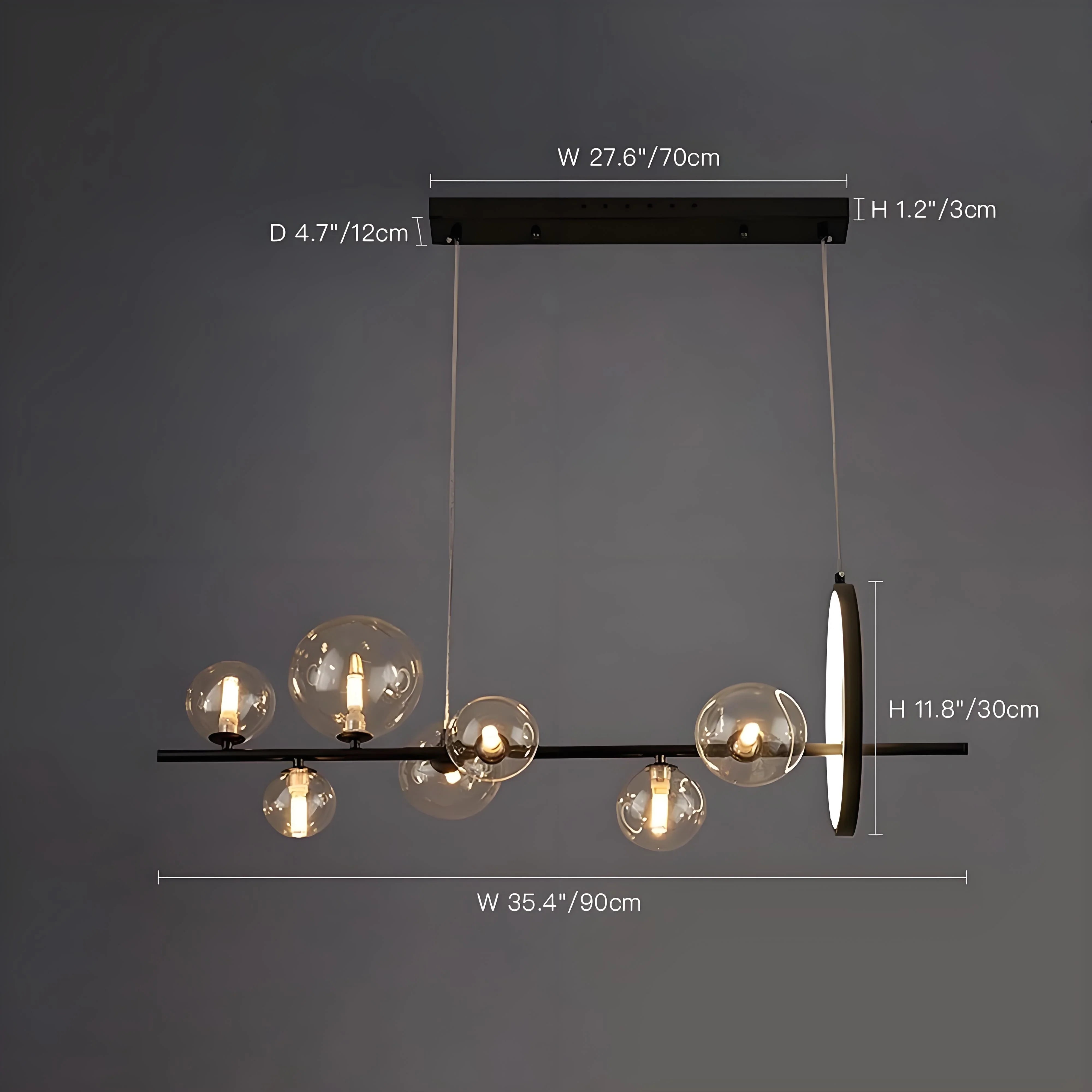 Modern Nordic Restaurant Chandelier: Trendy Glass Bubble Lighting-size-7-heads | Feyran
