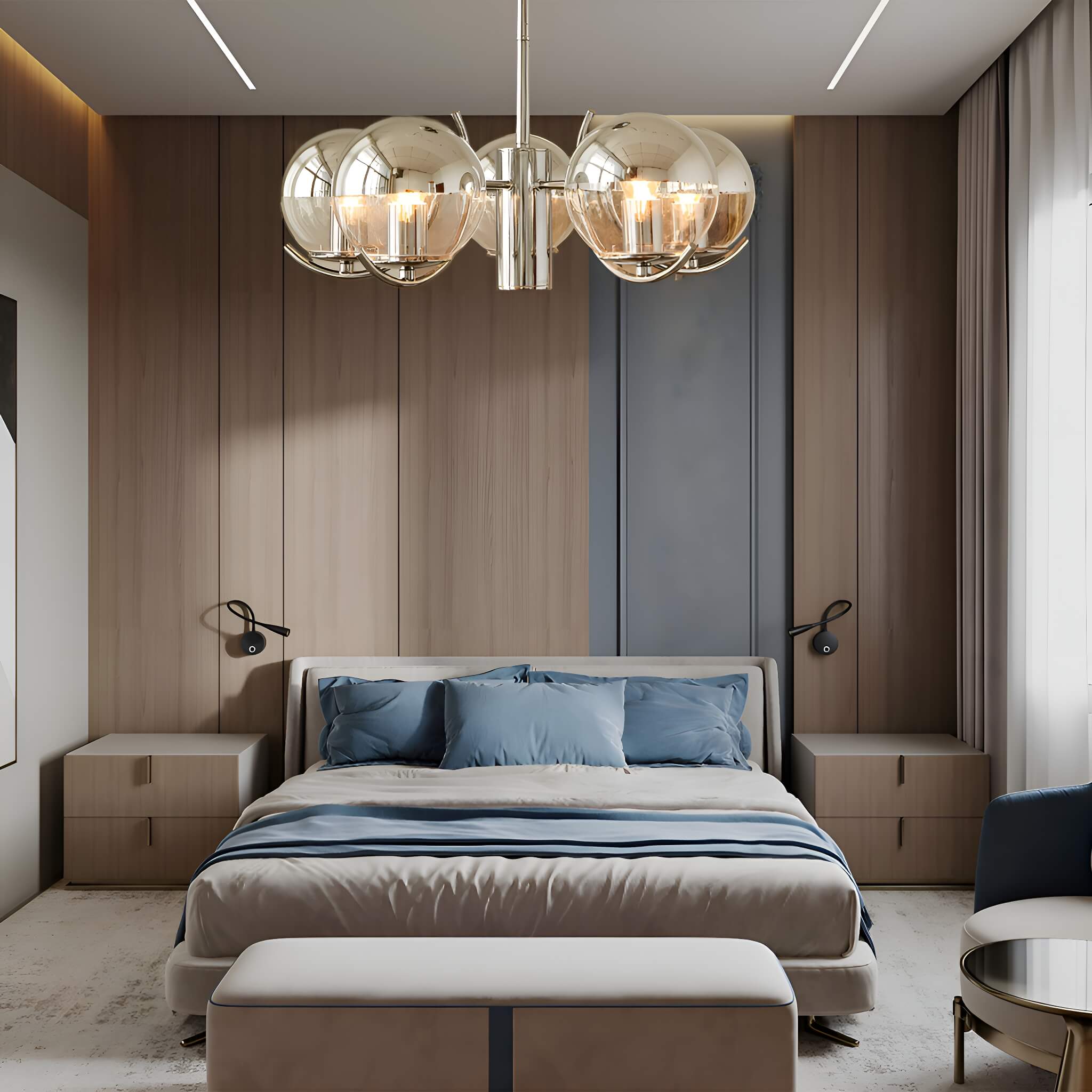 Modern Light 5 Light Lighting with Globe Glass-bedroom-1 | Feyran