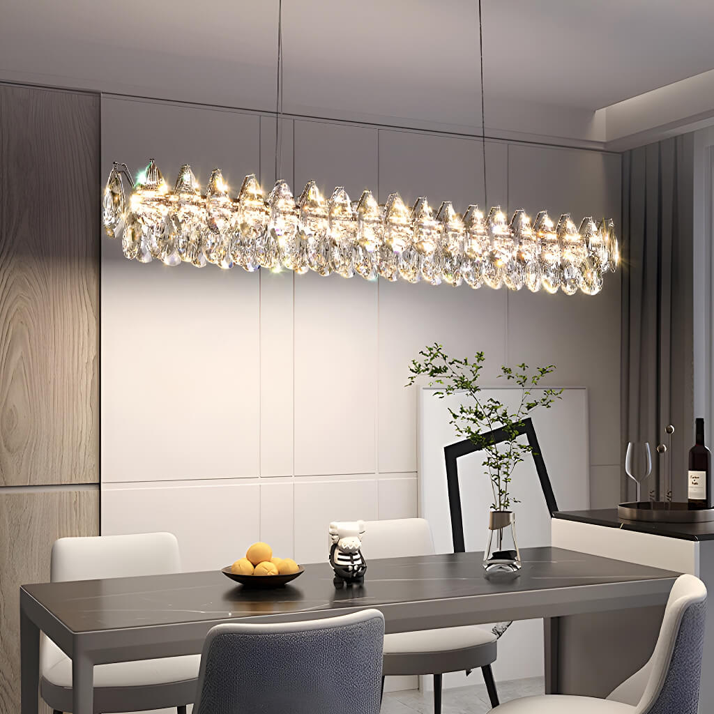 Modern Raindrops Crystal Rectangle Chandelier Living Room-3 | Feyran