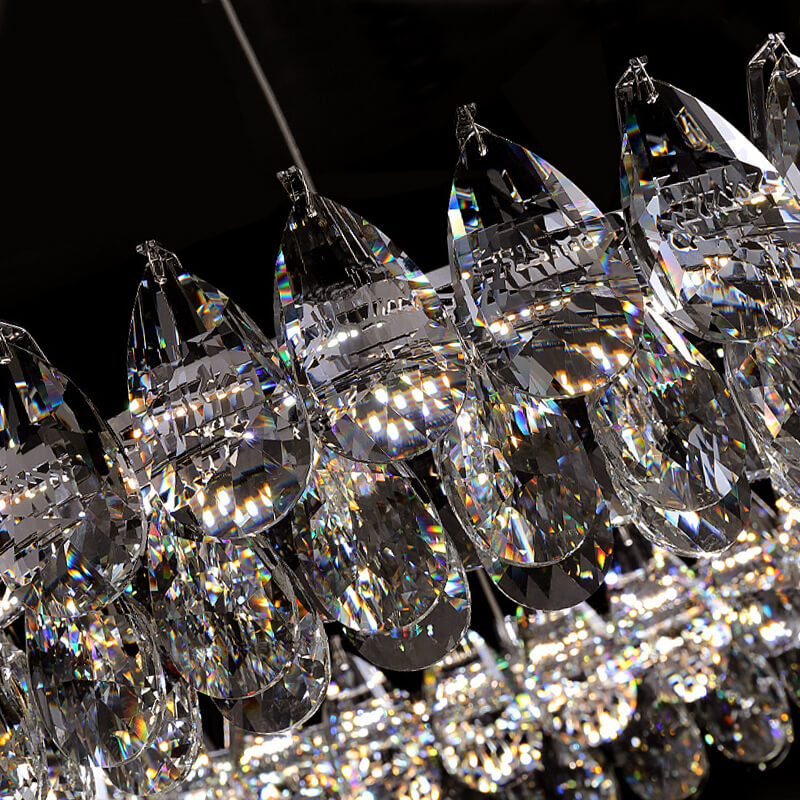 Modern Raindrops Crystal Rectangle Chandelier Living Room-detail-1 | Feyran