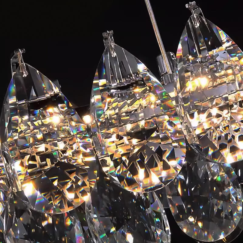 Modern Raindrops Crystal Rectangle Chandelier Living Room- detail-2 | Feyran