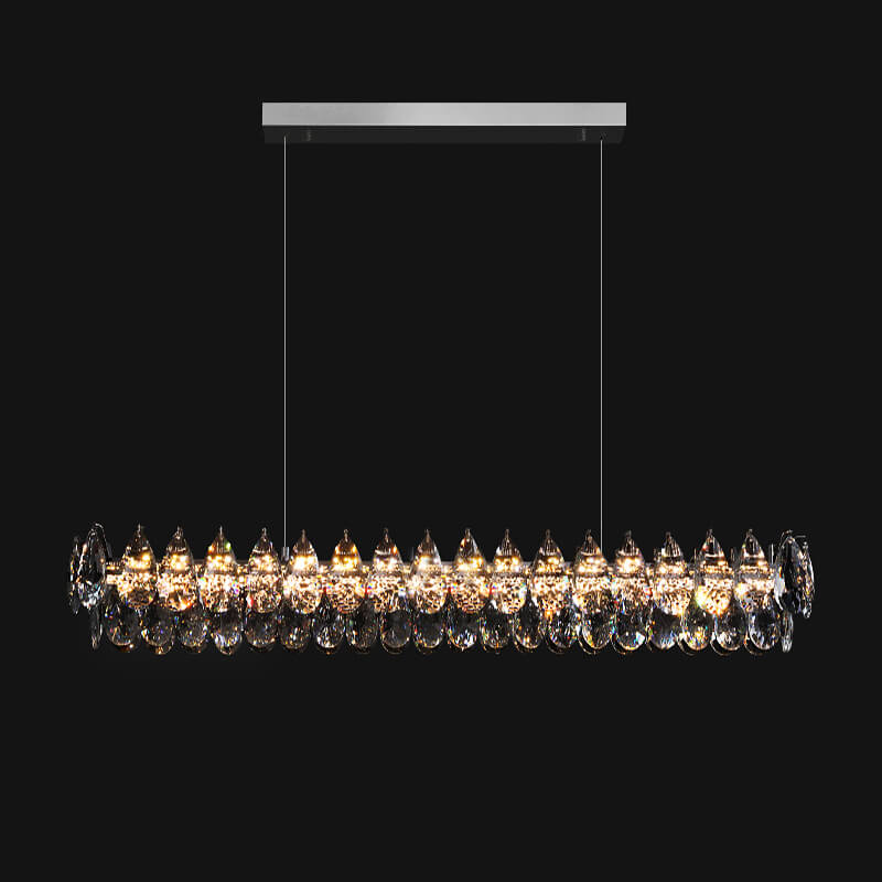 Modern Raindrops Crystal Rectangle Chandelier Living Room-detail-black | Feyran