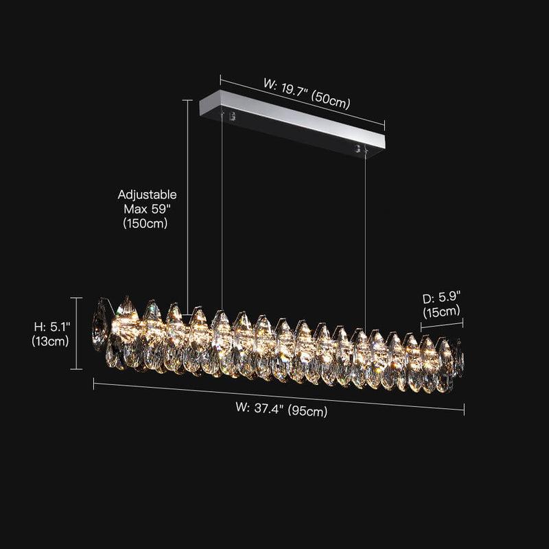 Modern Raindrops Crystal Rectangle Chandelier - Dining Room