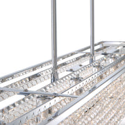 Modern Rectangular Chrome Frame Pendant Light-details-1| Feyran