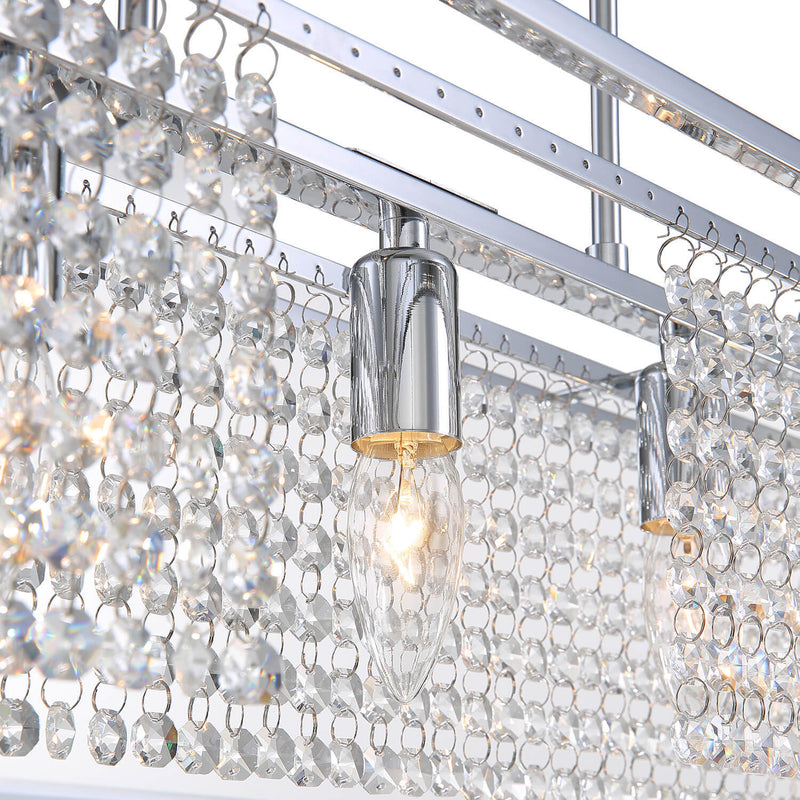 Modern Rectangular Chrome Frame Pendant Light-details-2| Feyran