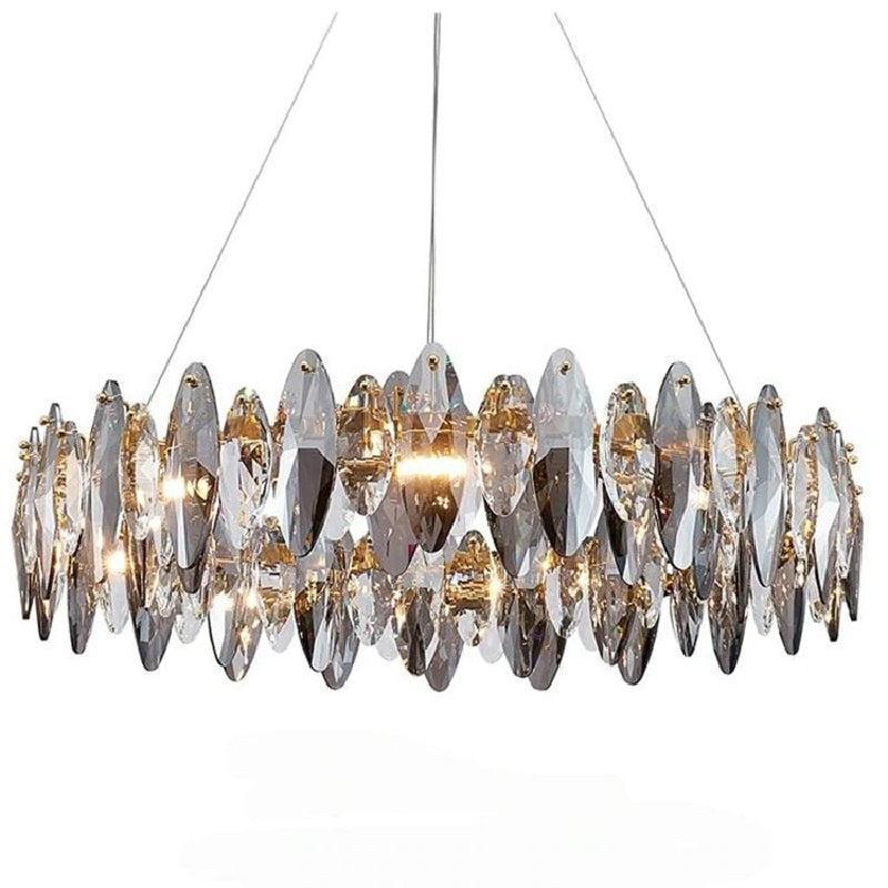 Modern Round Smoke Crystal Chandelier-Feyran-Diameter 24"-Feyran