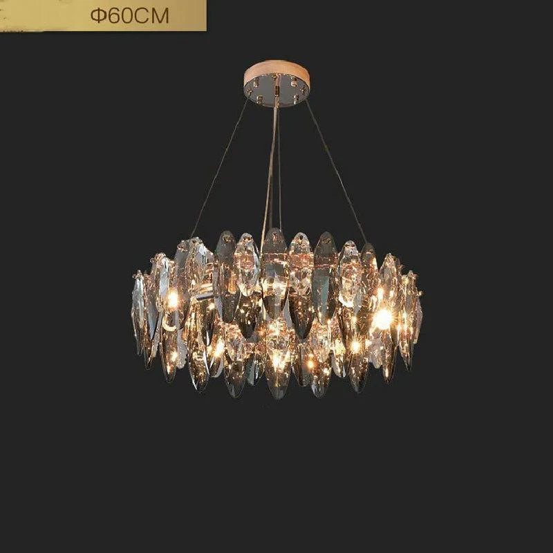 Modern Round Smoke Crystal Chandelier-Feyran-Diameter 24"-Feyran