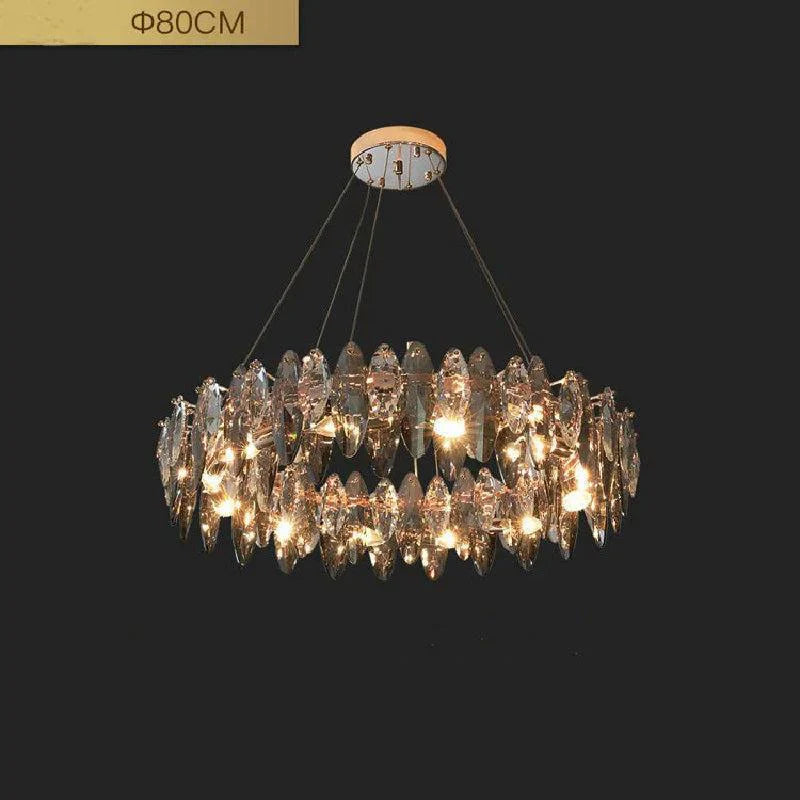Modern Round Smoke Crystal Chandelier-Feyran-Diameter 32"-Feyran