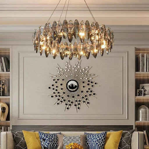 Modern Round Smoke Crystal Chandelier-Feyran-Diameter 24"-Feyran