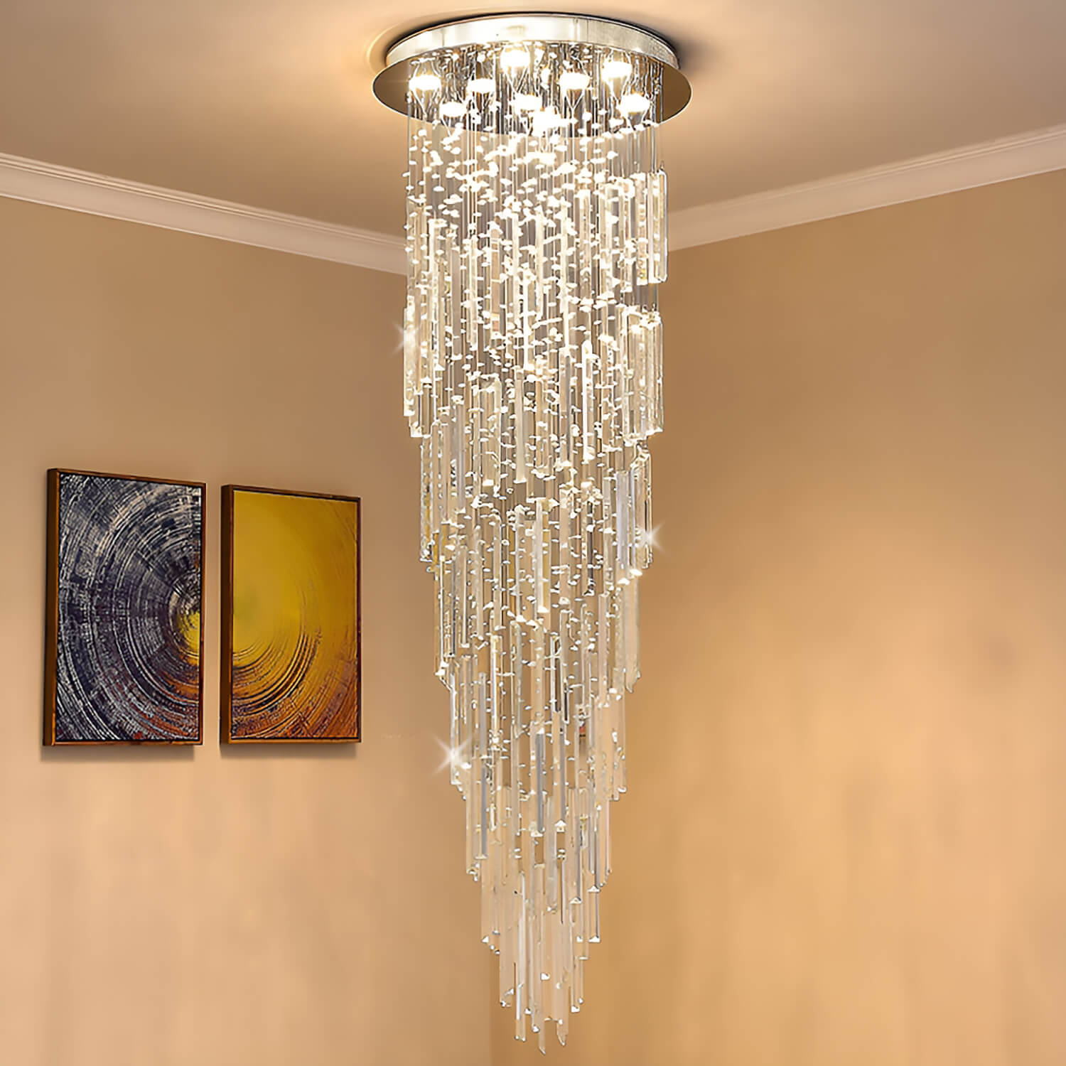 Modern Spiral Crystal Chandelier - Staircase Chandelier-1 |Feyran
