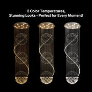 Modern Spiral Chandelier with three adjustable color temperatures (warm white, cool white, daylight), offering the perfect lighting ambiance for every moment | Feyran