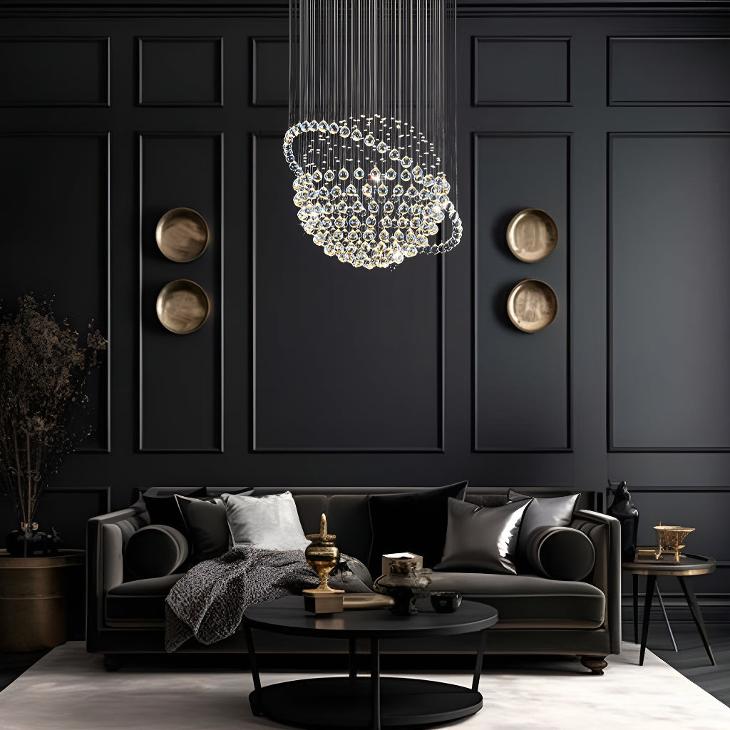 Modern Star Sphere Rain Drop Chandelier with Orbit-living-room-1|Feyran